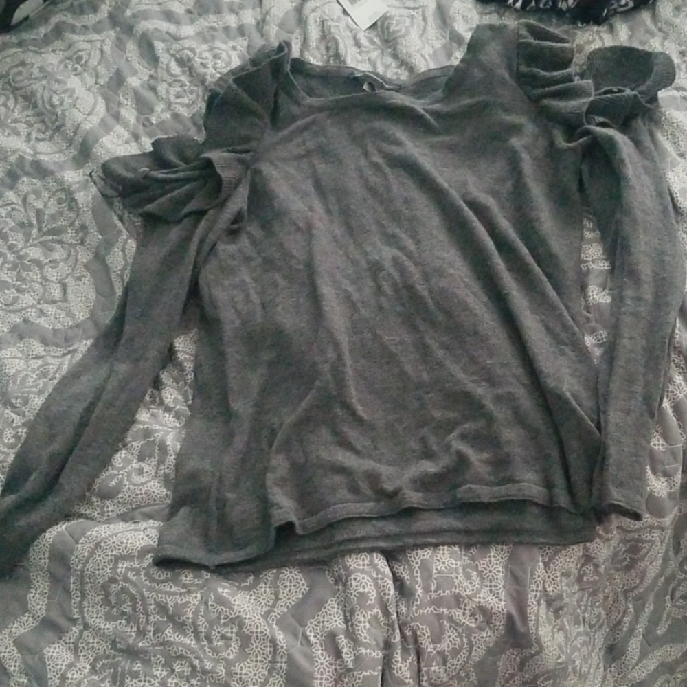 INC cold shoulder ruffle sweater